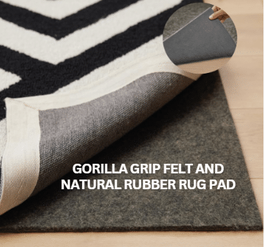 gorilla grip felt and natural rubber rug pad