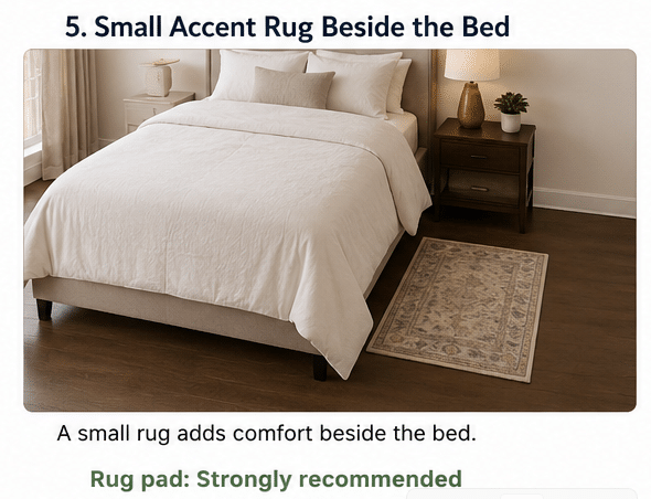 Small Accent Rug Beside the Bed